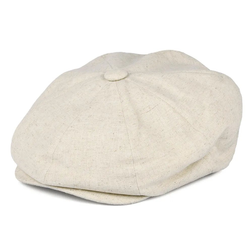 Christys Hats Cotton-Linen 8 Piece Newsboy Cap - Oatmeal