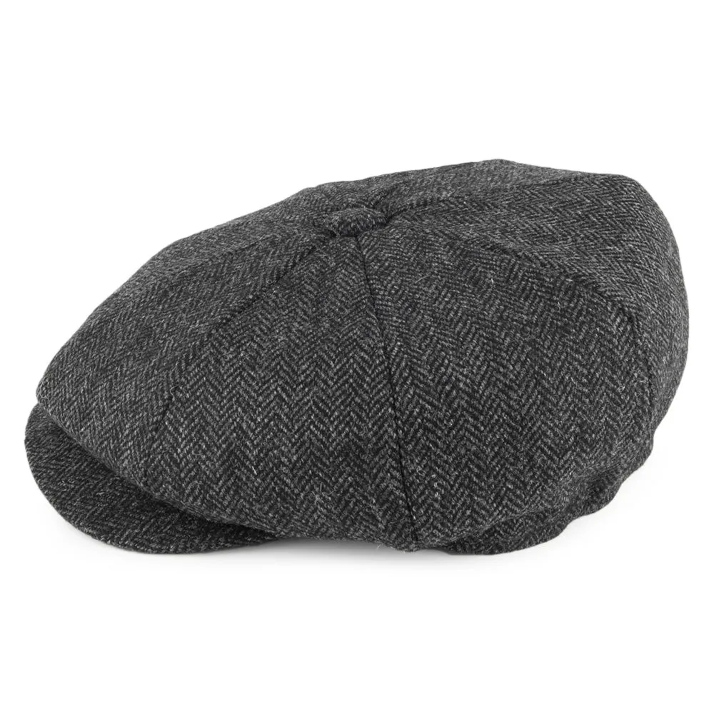 Christys Hats Country Tweed Herringbone Newsboy Cap - Charcoal