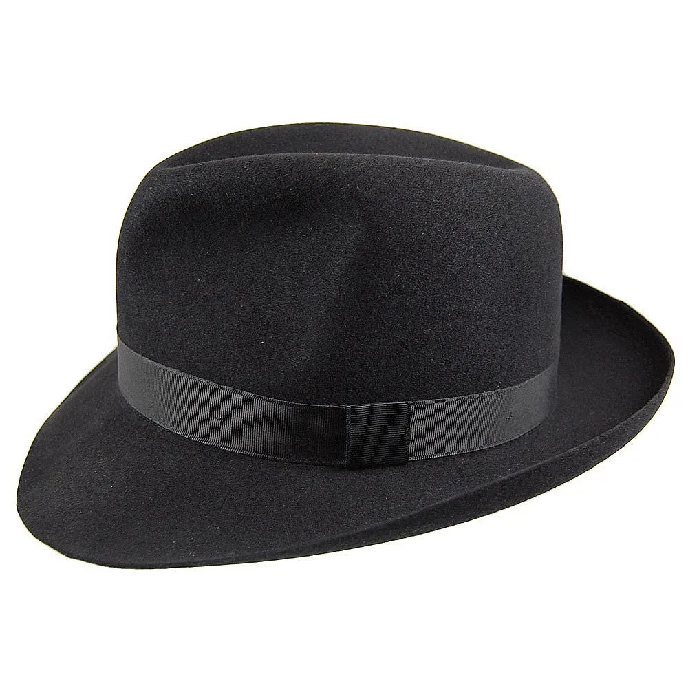 Christys Hats Foldaway Fur Felt Fedora Hat - Black