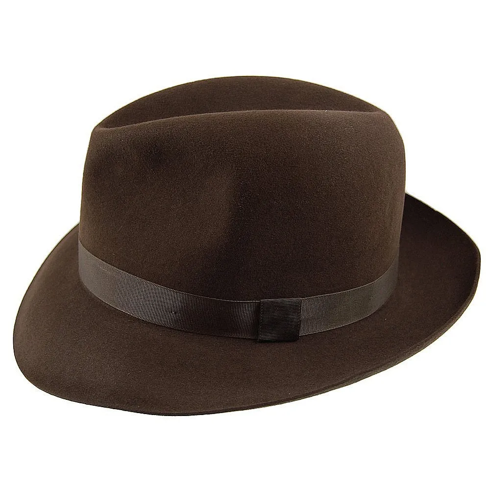 Christys Hats Foldaway Fur Felt Fedora Hat - Brown