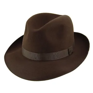 Christys Hats Foldaway Fur Felt Fedora Hat - Brown