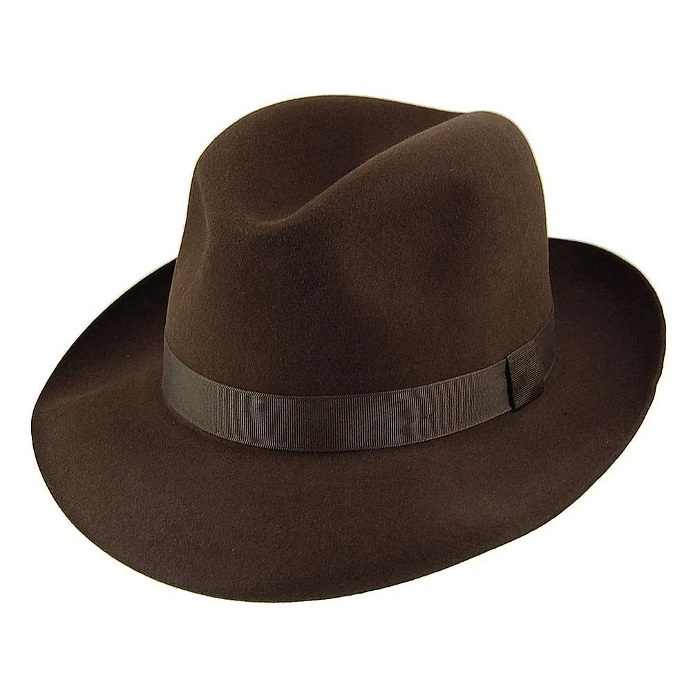 Christys Hats Foldaway Fur Felt Fedora Hat - Brown