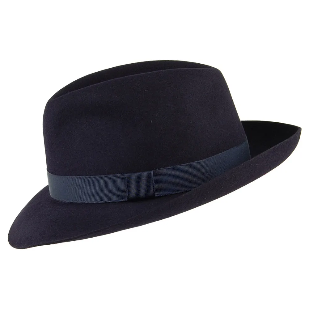 Christys Hats Foldaway Fur Felt Fedora Hat - Navy Blue