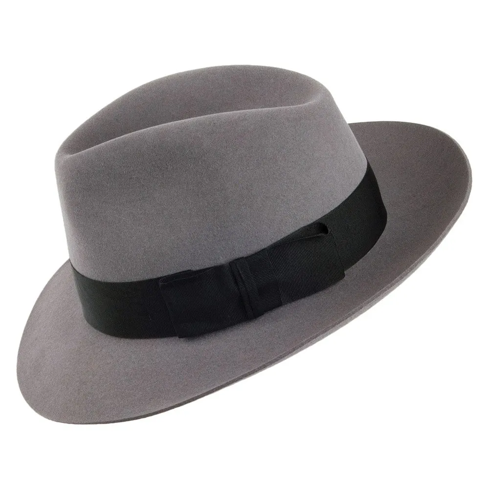 Christys Hats Knightsbridge Fur Felt Fedora Hat - Light Grey