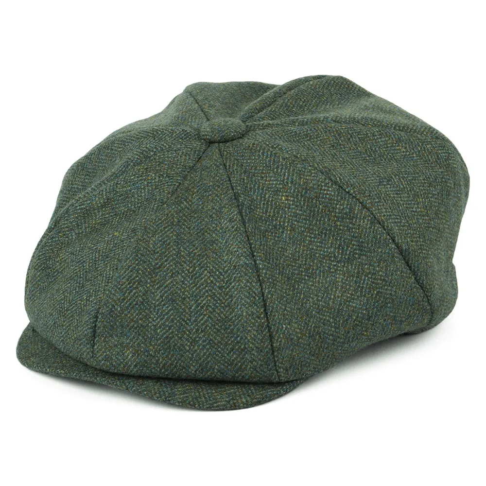 Christys Hats Lovat Teviot Tweed 8 Piece Newsboy Cap - Forest