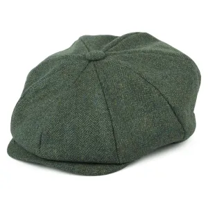 Christys Hats Lovat Teviot Tweed 8 Piece Newsboy Cap - Forest