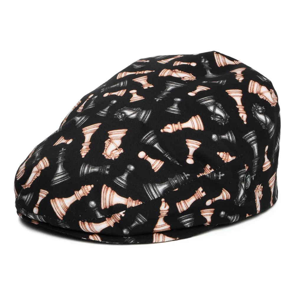 City Sport Chess Masters Cotton Flat Cap - Black