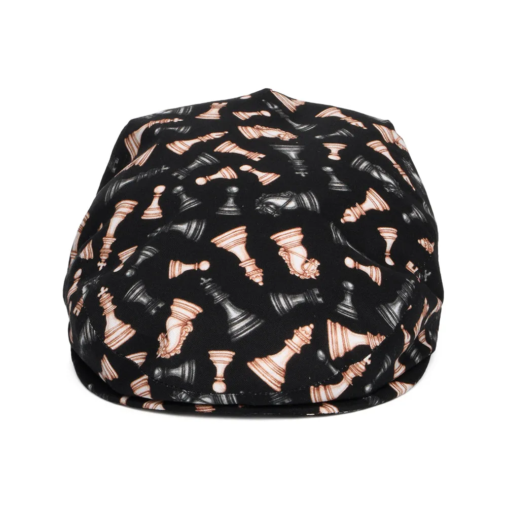 City Sport Chess Masters Cotton Flat Cap - Black