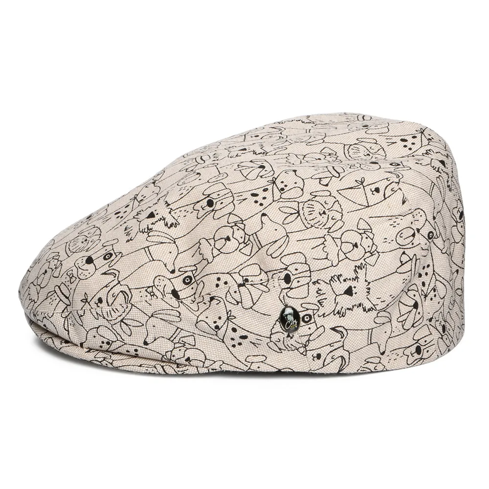 City Sport Dogs Rule Cotton Flat Cap - Natural