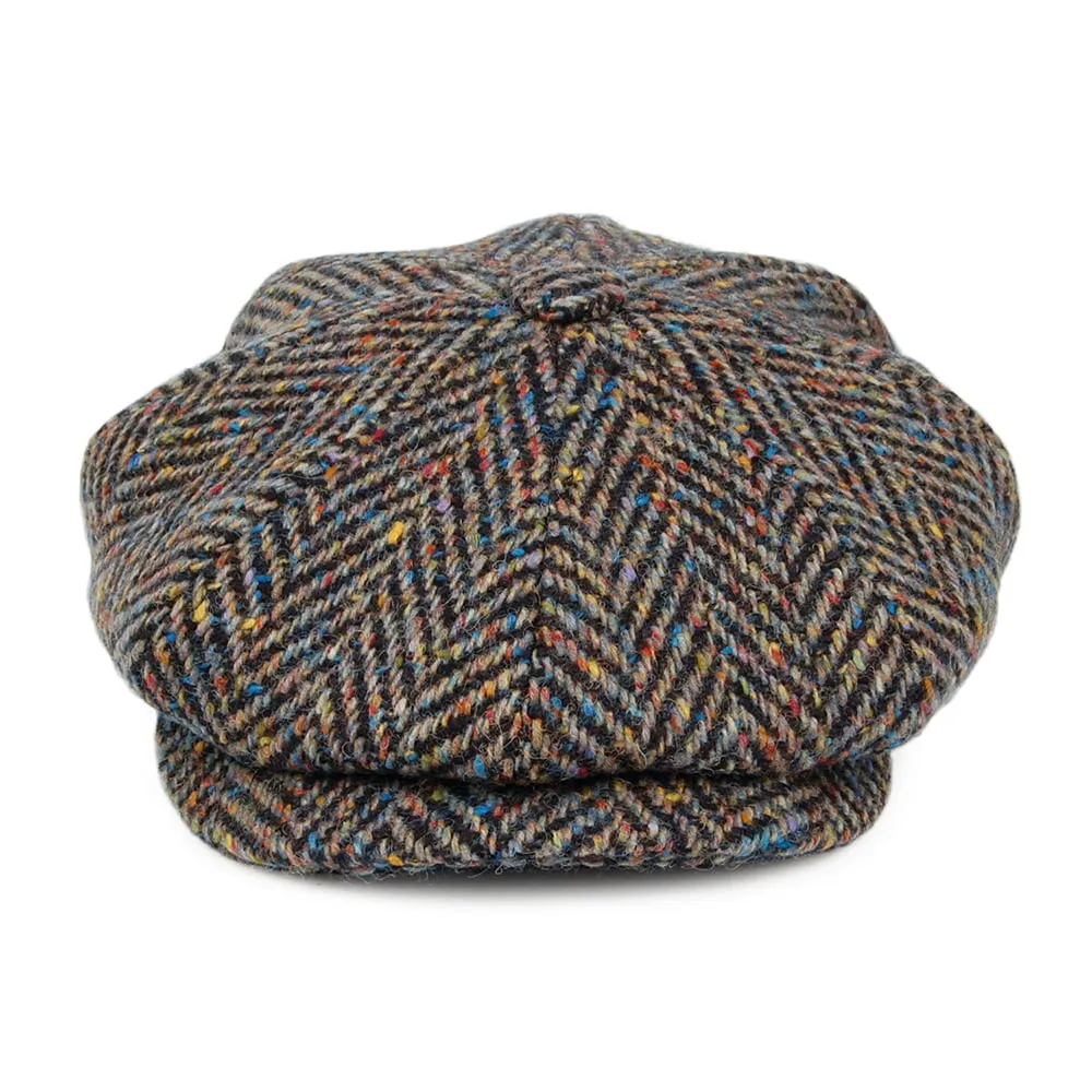 City Sport Donegal Tweed Herringbone Newsboy Cap - Dark Multi