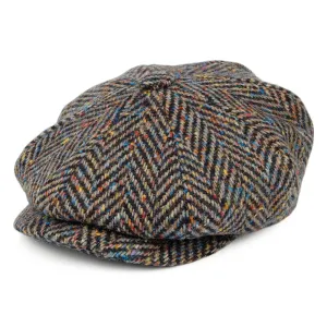 City Sport Donegal Tweed Herringbone Newsboy Cap - Dark Multi