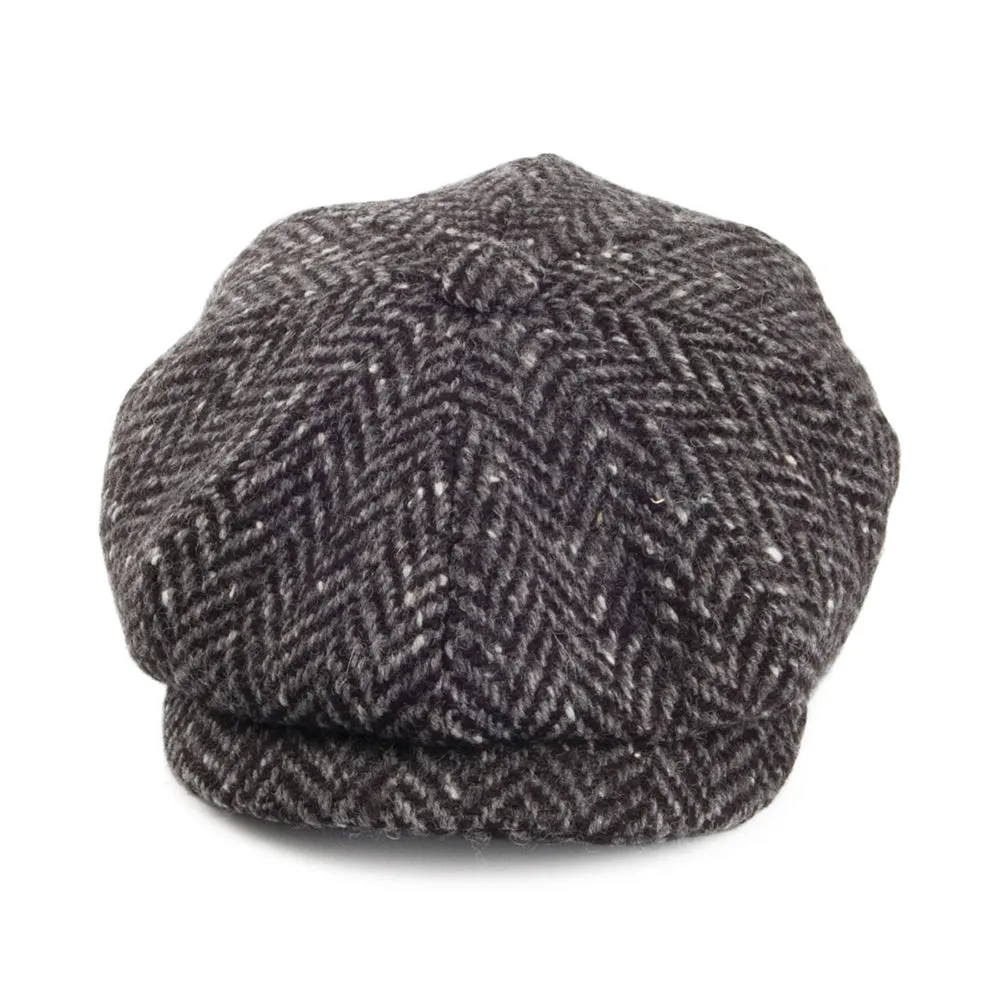 City Sport Donegal Tweed Herringbone Newsboy Cap - Grey Mix