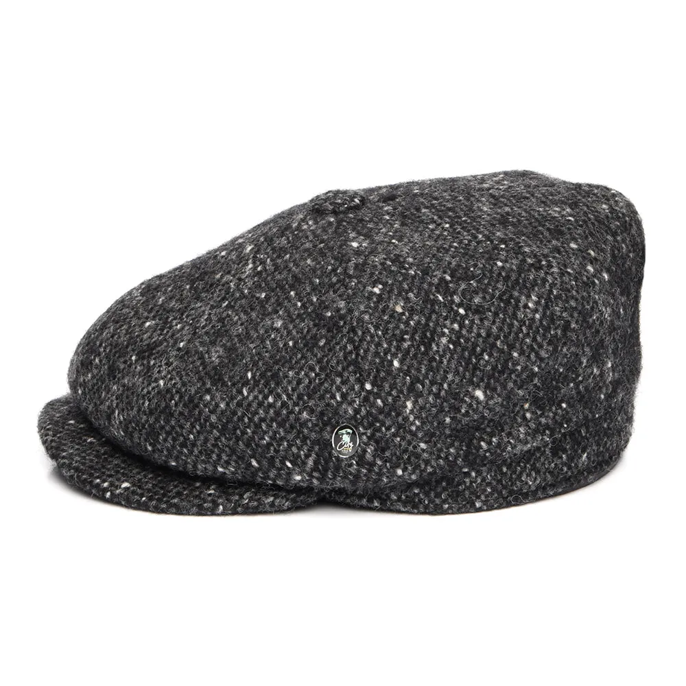 City Sport Donegal Tweed Marl Deep Fit Newsboy Cap - Charcoal