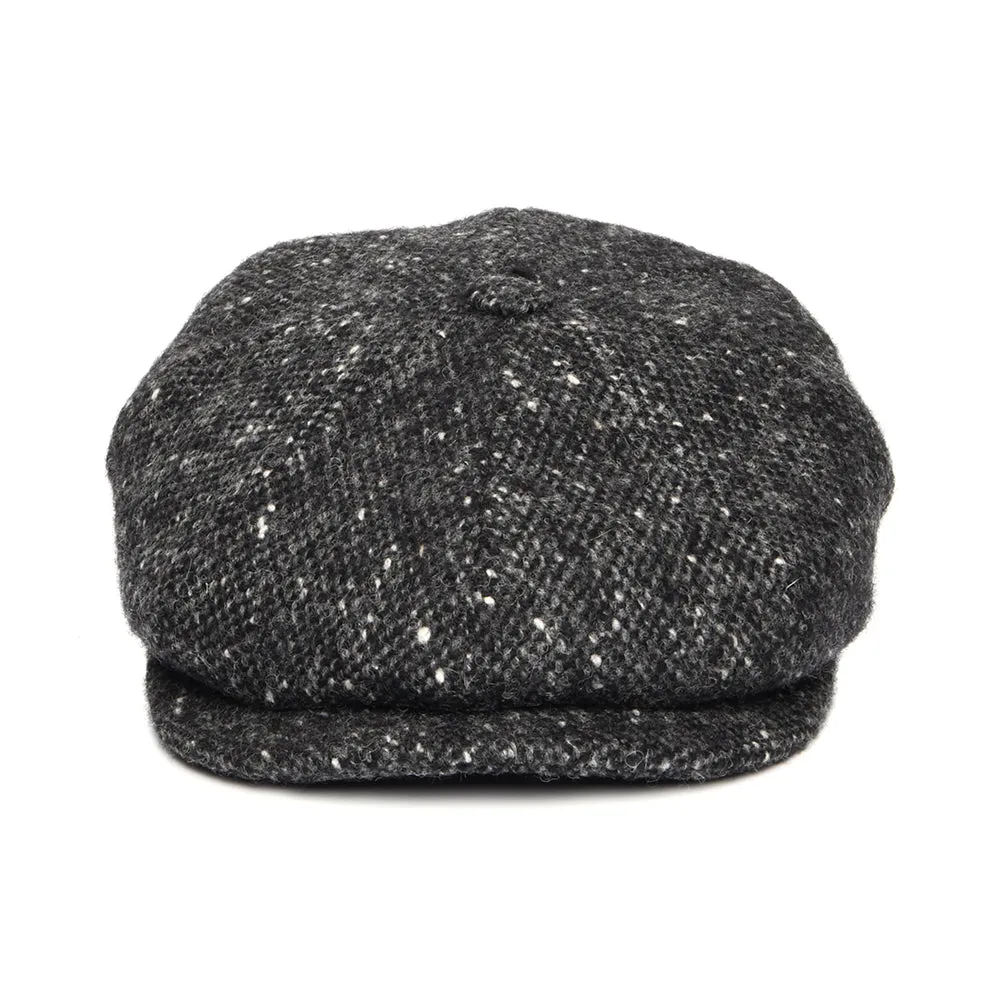 City Sport Donegal Tweed Marl Deep Fit Newsboy Cap - Charcoal