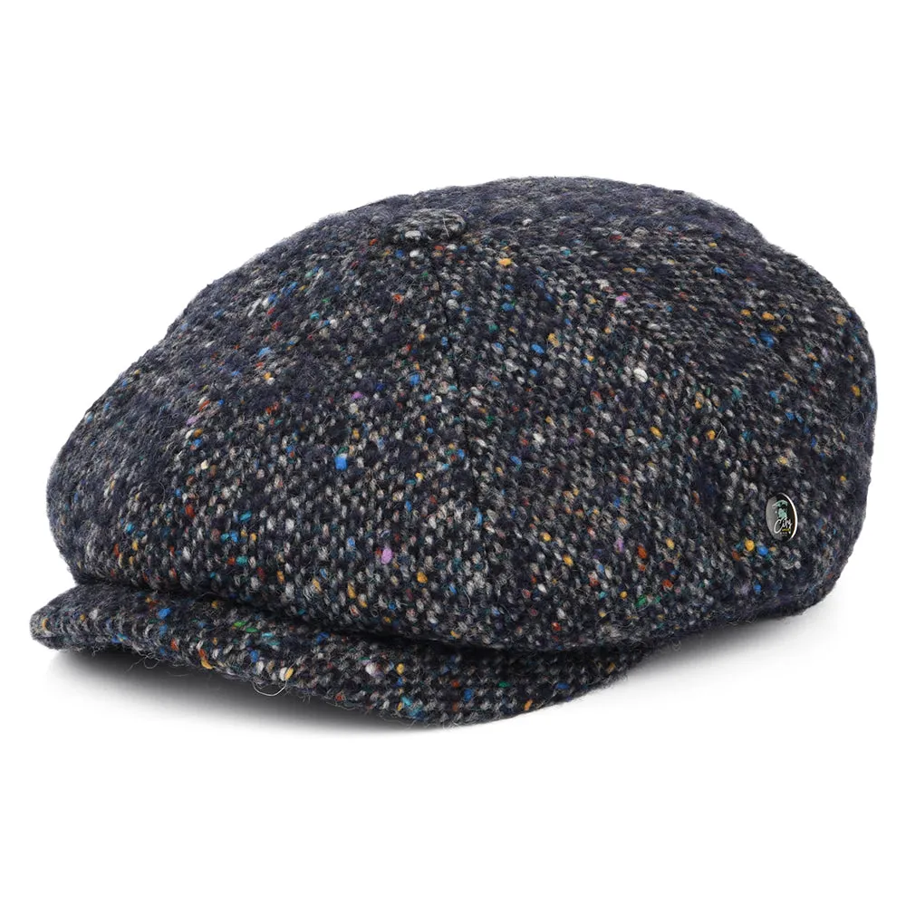 City Sport Donegal Tweed Marl Deep Fit Newsboy Cap - Navy Blue-Multi