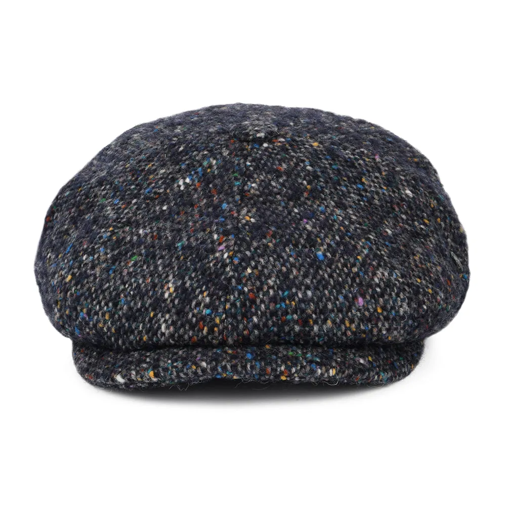 City Sport Donegal Tweed Marl Deep Fit Newsboy Cap - Navy Blue-Multi