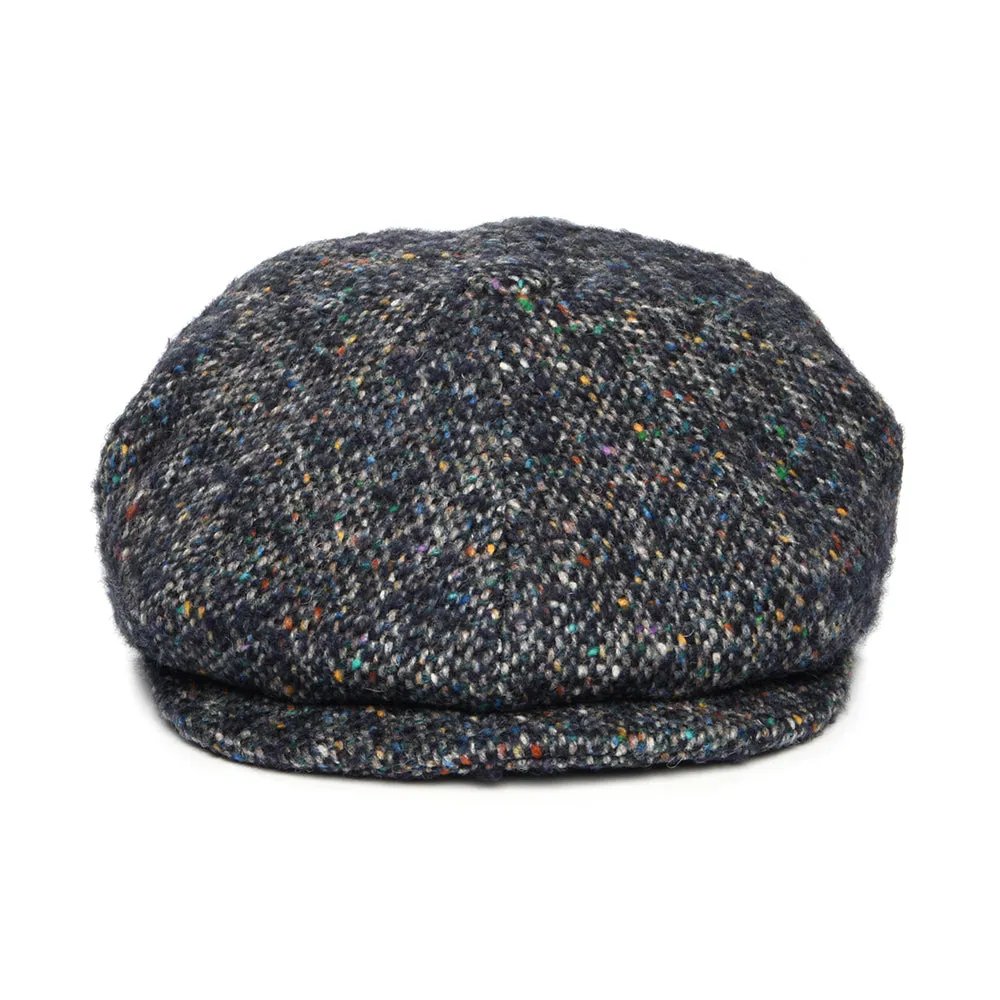 City Sport Donegal Tweed Marl Deep Fit Newsboy Cap - Navy-Multi