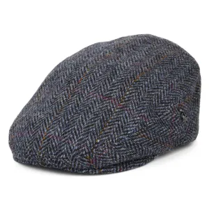 City Sport HARRIS TWEED Herringbone Flat Cap - Navy-Blue