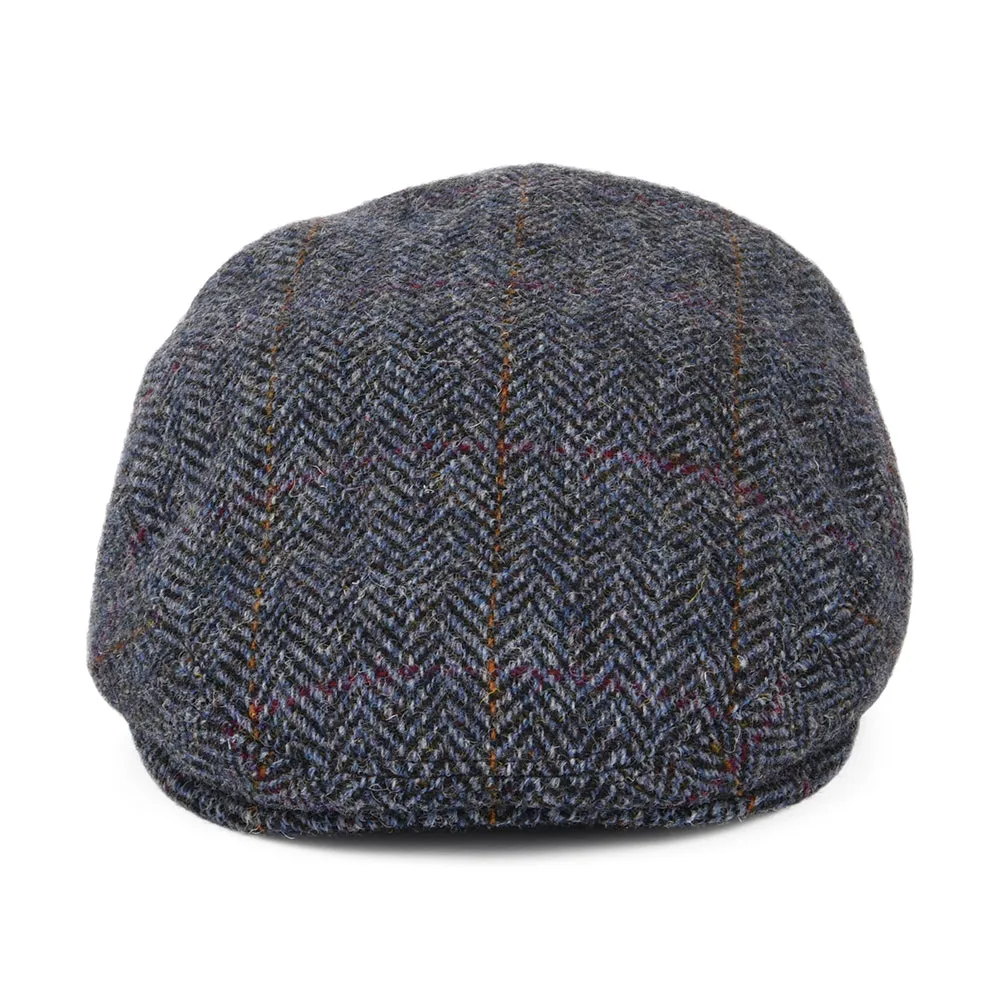 City Sport HARRIS TWEED Herringbone Flat Cap - Navy-Blue