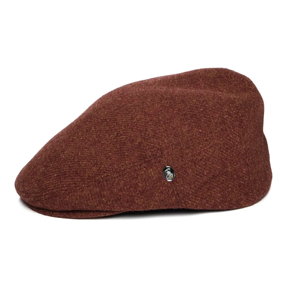 City Sport Heathered Virgin Wool Flat Cap - Rust