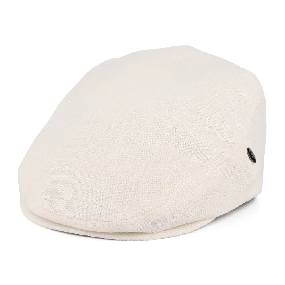 City Sport Linen Flat Cap - Cream