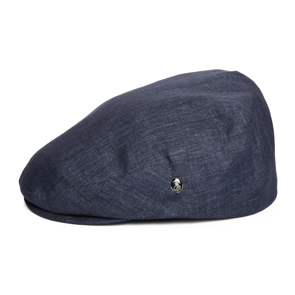 City Sport Linen Lightweight Flat Cap - Dark Denim