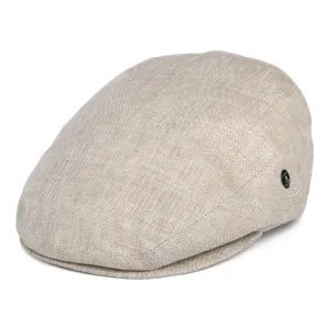 City Sport Micro-Herringbone Linen Flat Cap - Oatmeal