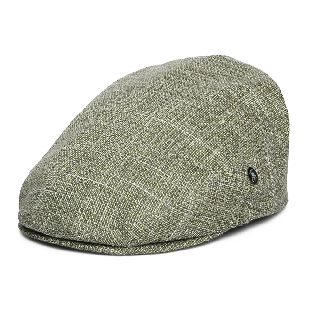 City Sport Textured Linen-Cotton Flat Cap - Olive-Natural