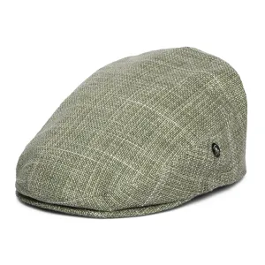 City Sport Textured Linen-Cotton Flat Cap - Olive-Natural