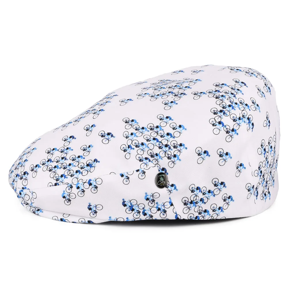 City Sport Tour de Velo Cotton Flat Cap - White-Blue