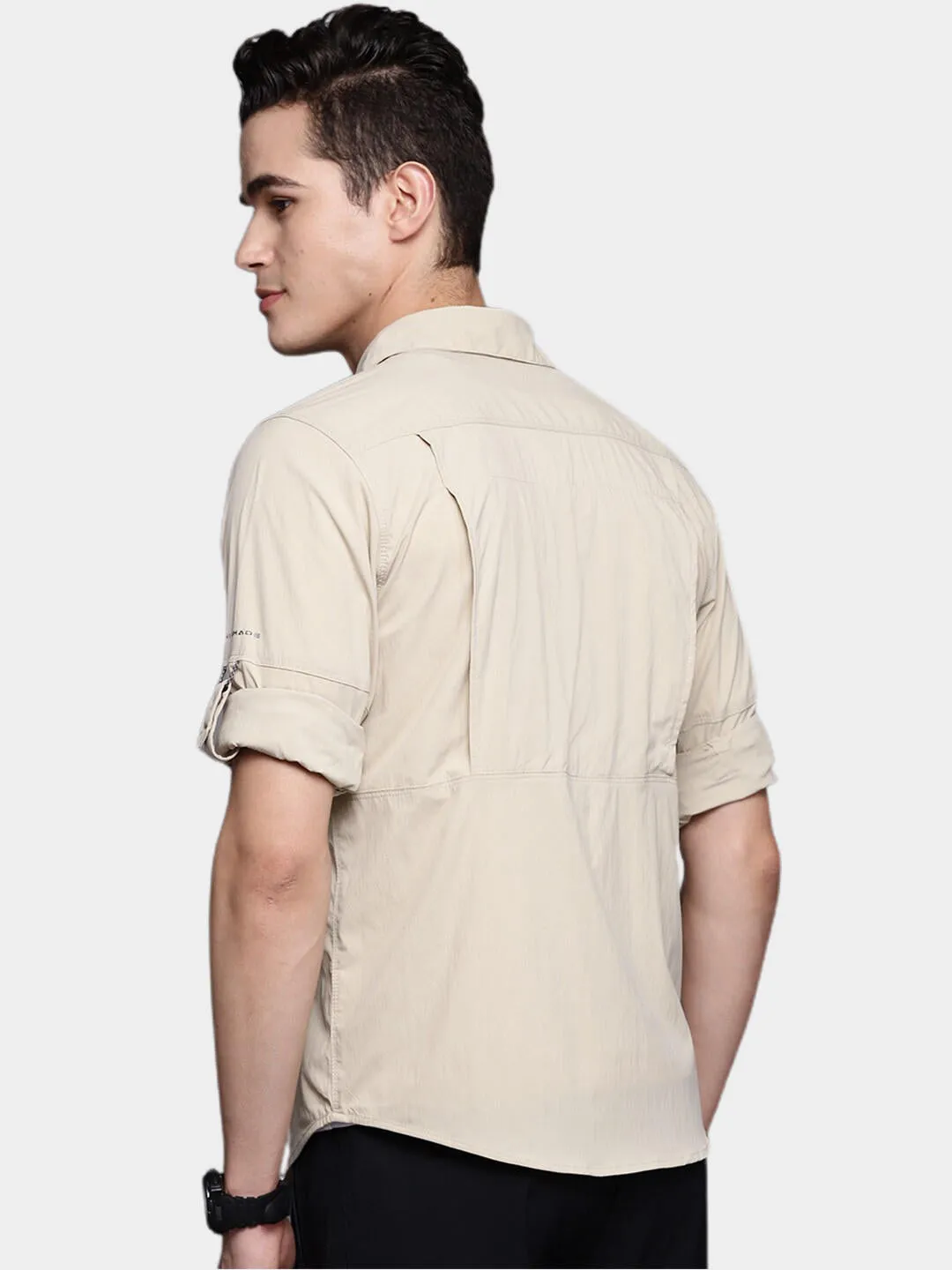 Columbia Men Beige Omni-Wick Newton Ridge Long Sleeve Shirt