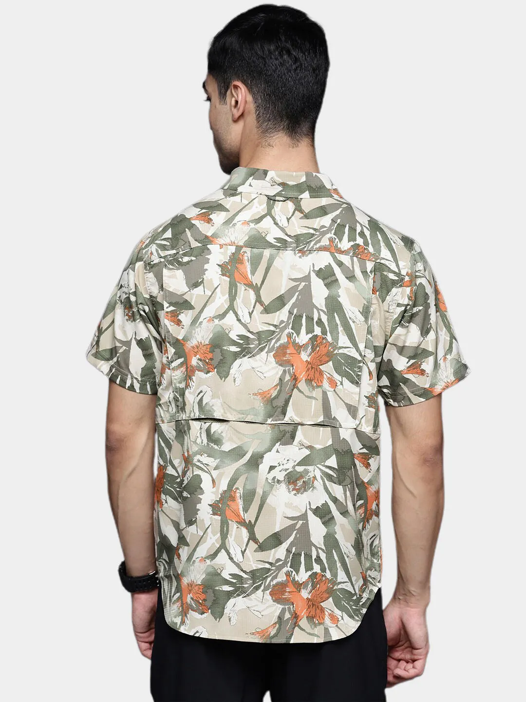 Columbia Men Brown Omni-Shade Silver Ridge Utility Lite Novelty Short Sleeve Shirt