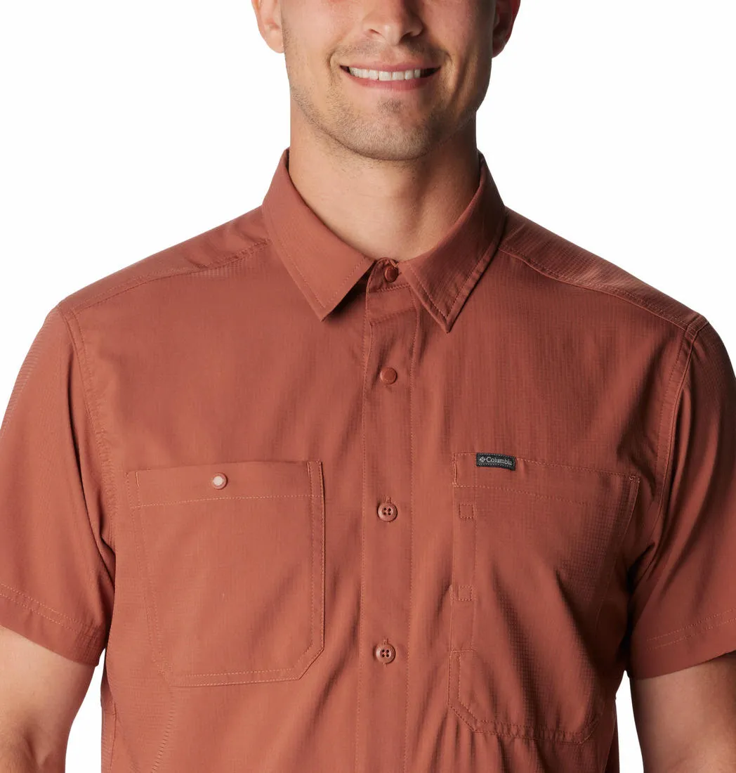 Columbia Men Brown Omni-Shade Silver Ridge Utility Lite Short Sleeve Shirt