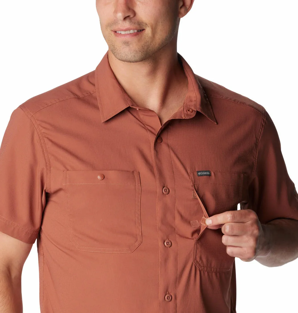 Columbia Men Brown Omni-Shade Silver Ridge Utility Lite Short Sleeve Shirt