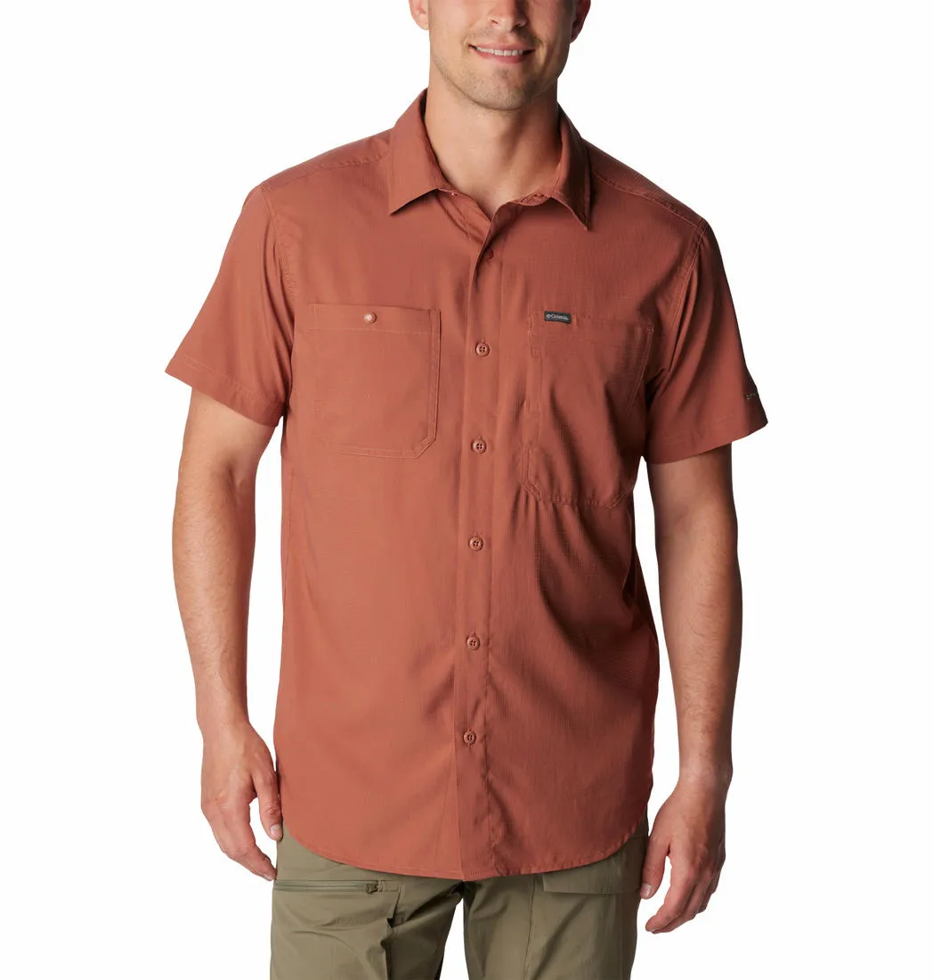 Columbia Men Brown Omni-Shade Silver Ridge Utility Lite Short Sleeve Shirt