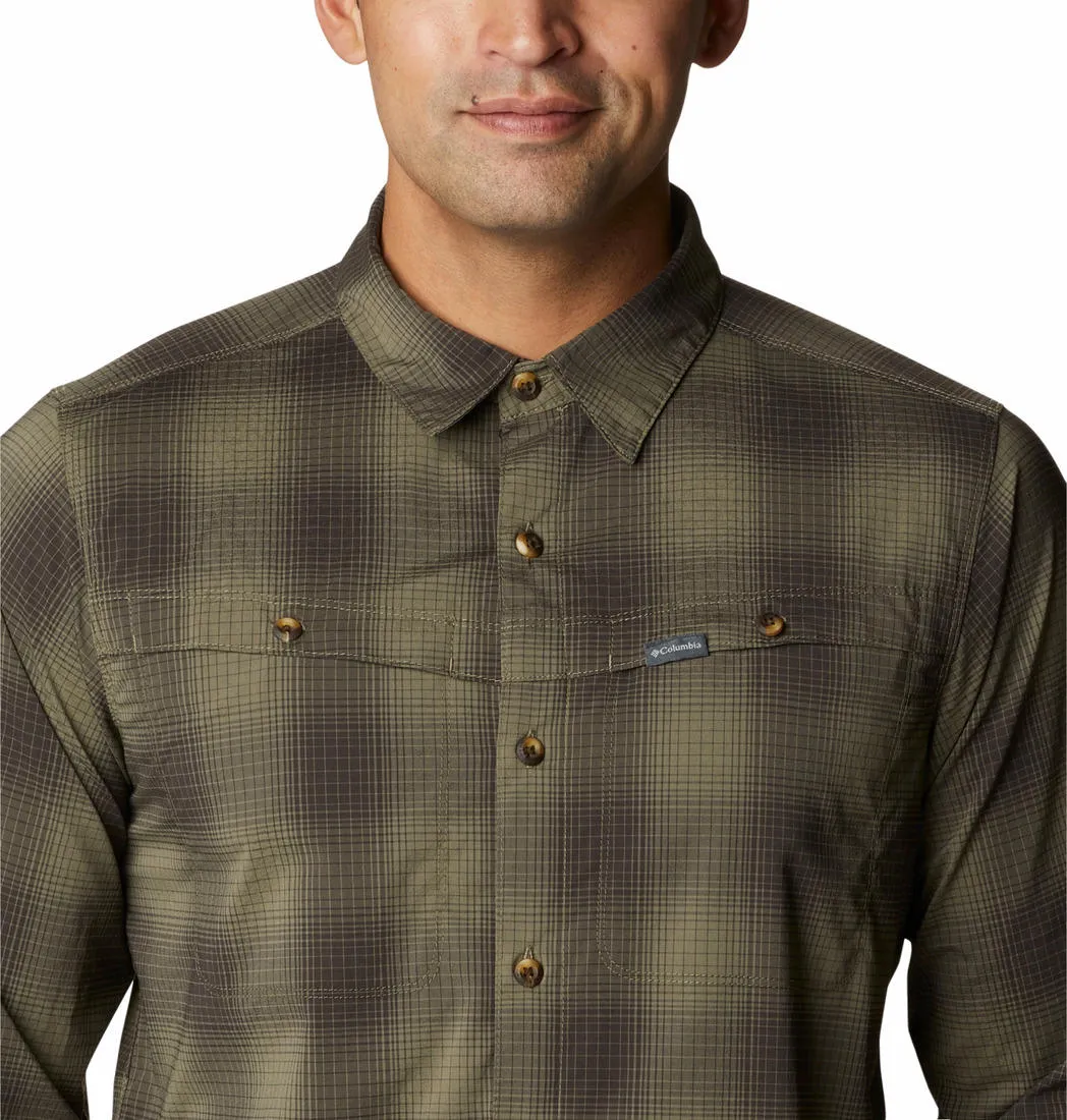 Columbia Men Green Omni-Shield Newton Ridge II Plaid Long Sleeve Shirt