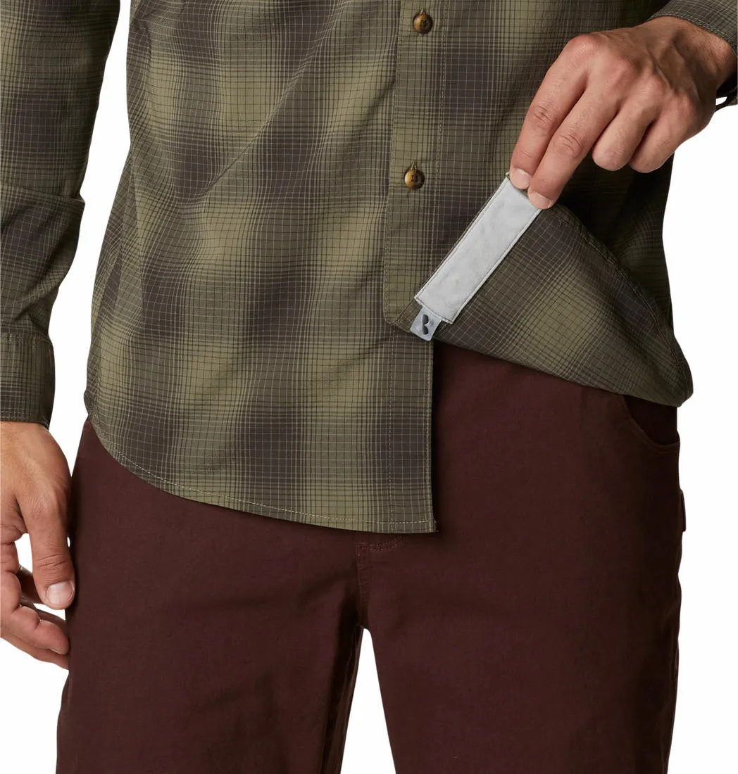 Columbia Men Green Omni-Shield Newton Ridge II Plaid Long Sleeve Shirt