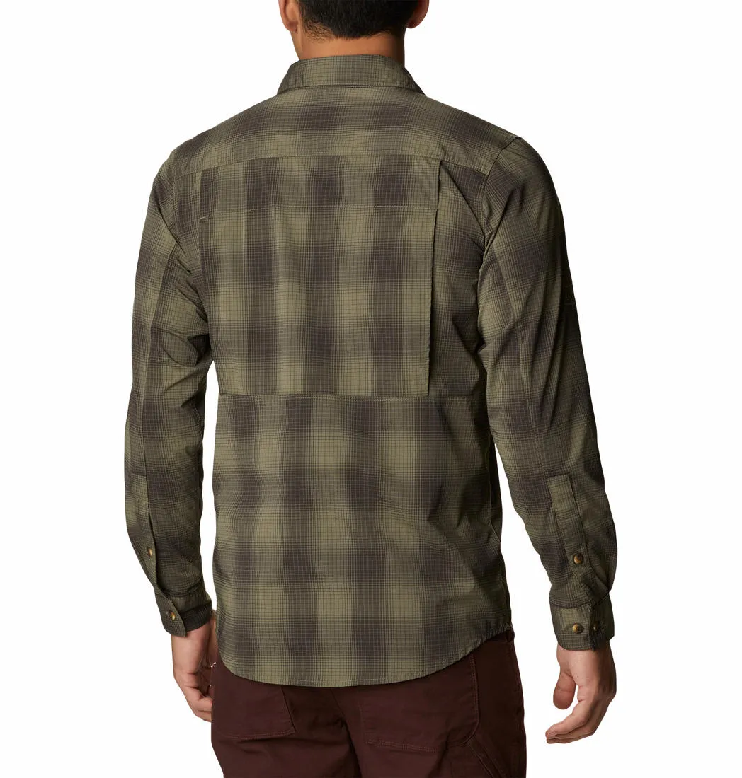 Columbia Men Green Omni-Shield Newton Ridge II Plaid Long Sleeve Shirt