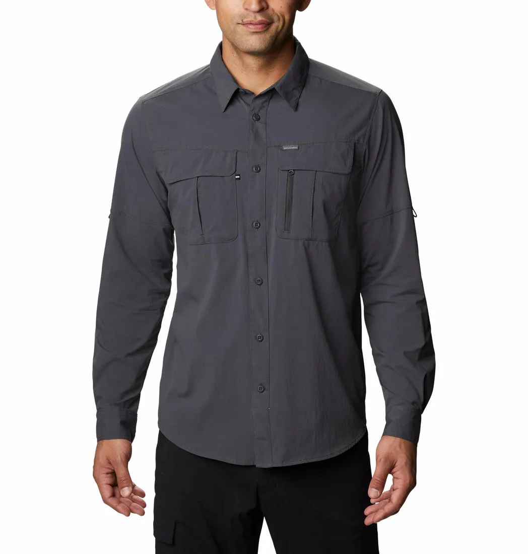 Columbia Men Grey Omni-Wick Newton Ridge Long Sleeve Shirt