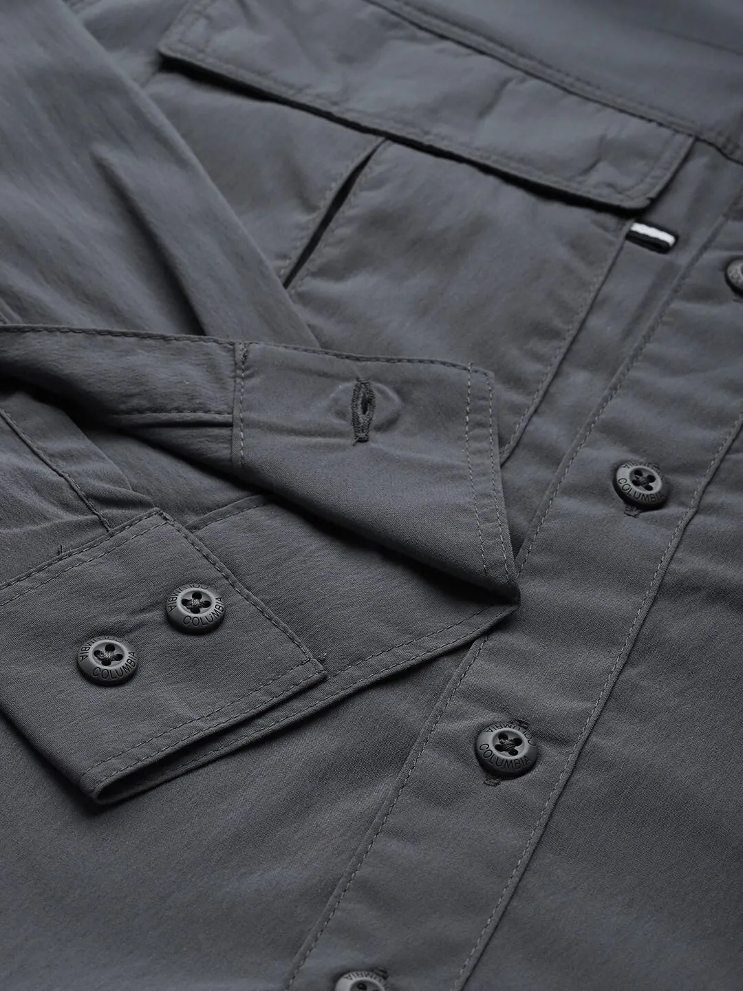 Columbia Men Grey Omni-Wick Newton Ridge Long Sleeve Shirt