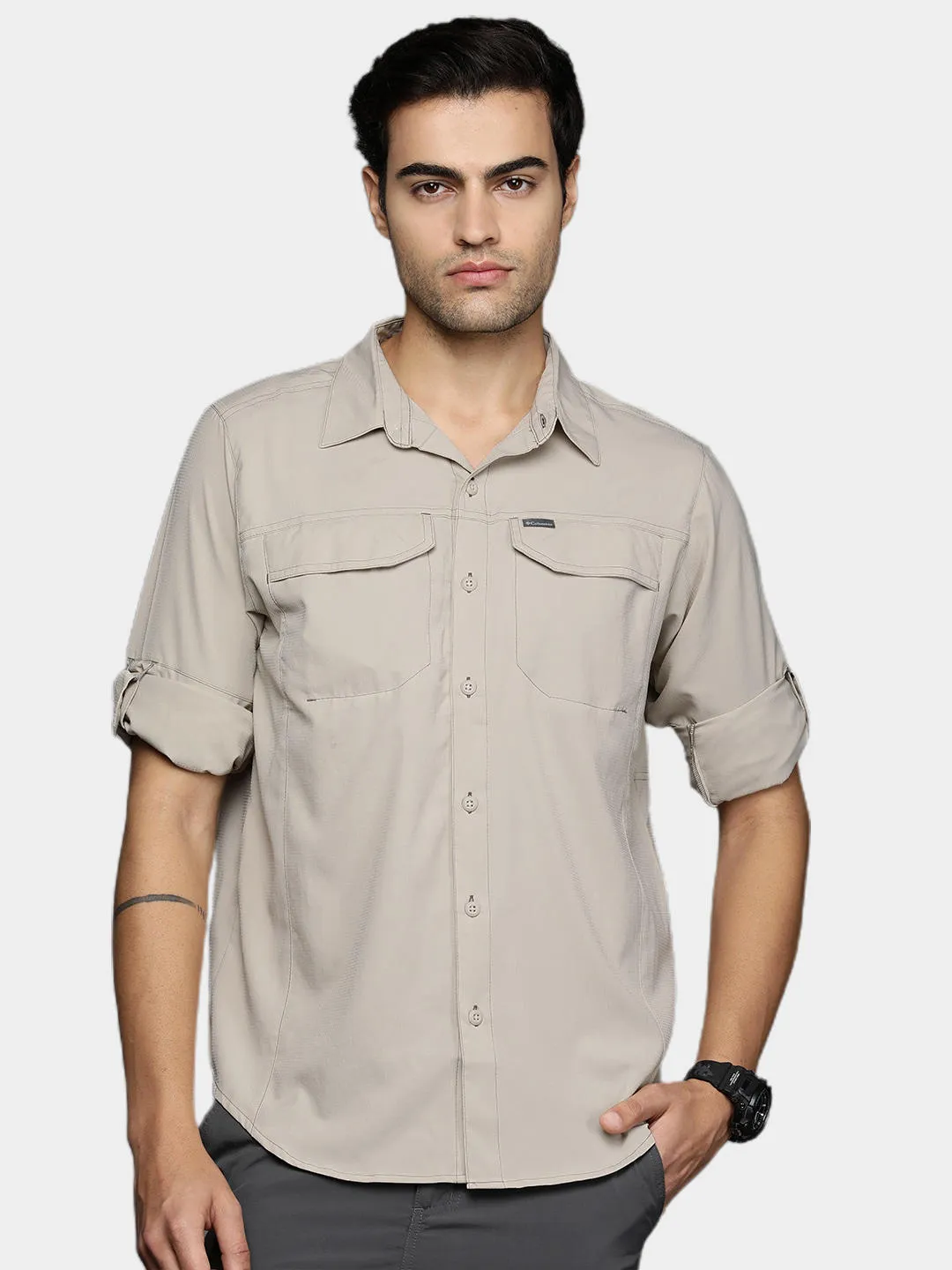 Columbia Men White Omni-Wick Silver Ridge Lite Long Sleeve Shirt