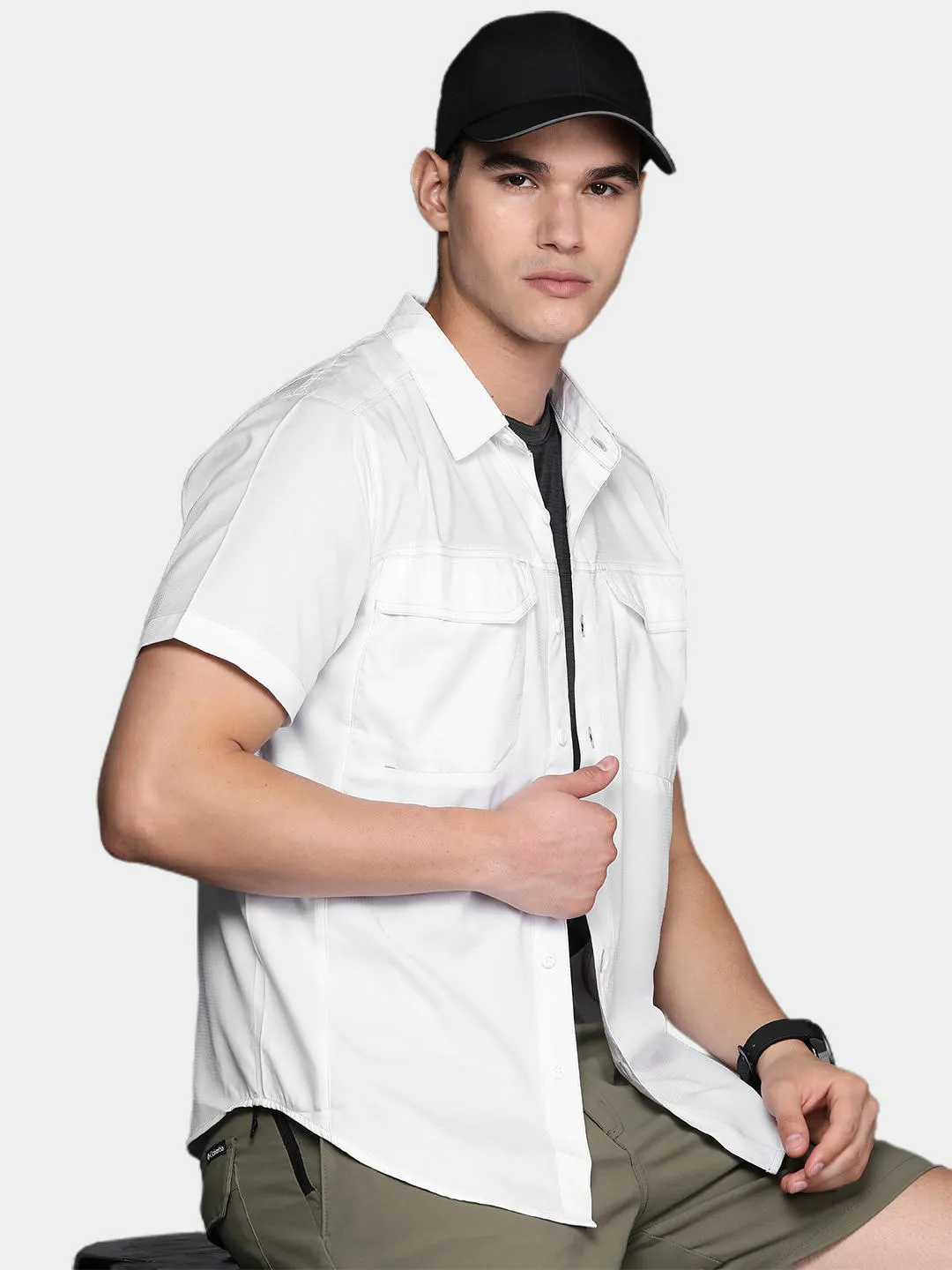 Columbia Men White Omni-Wick Silver Ridge Lite Short Sleeve Shirt