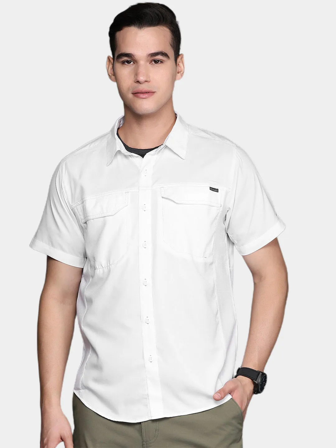 Columbia Men White Omni-Wick Silver Ridge Lite Short Sleeve Shirt