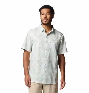 Columbia Men Yellow Omni-Shade Super Slack Tide Camp Short Sleeve Shirt
