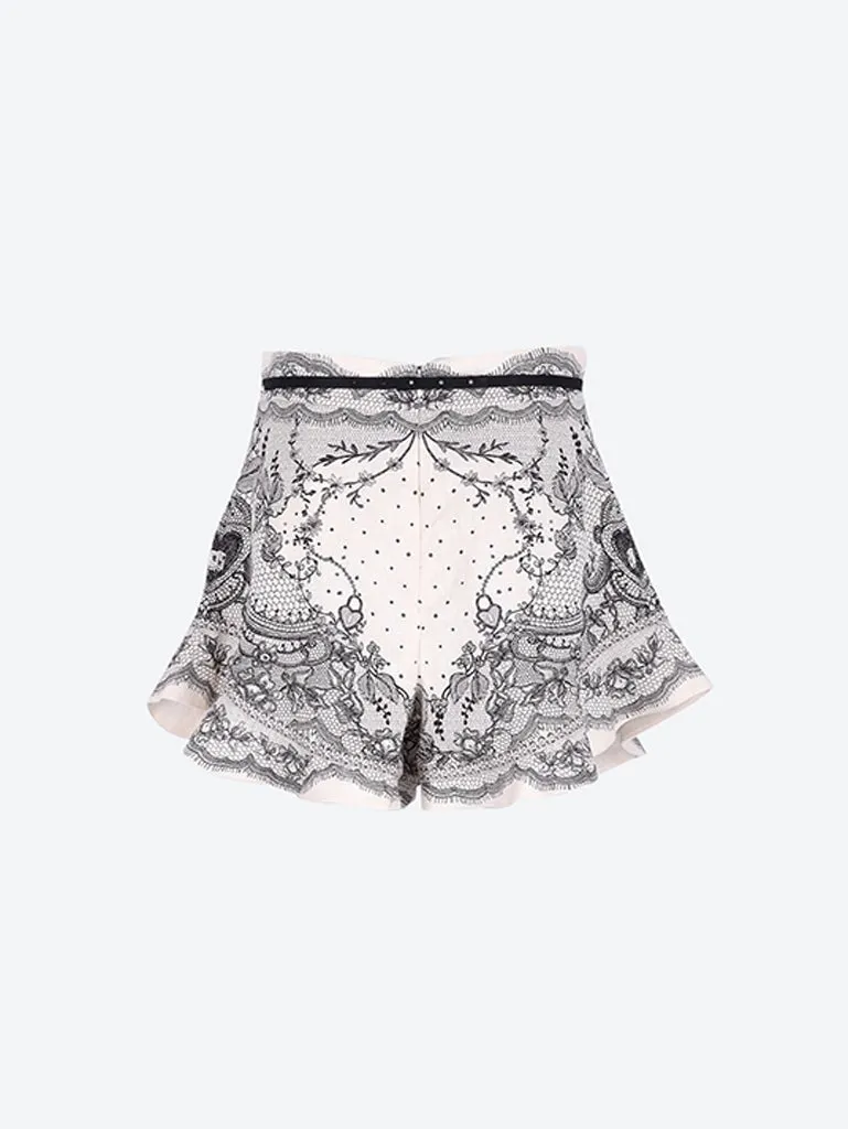 Crush flat front frill shorts