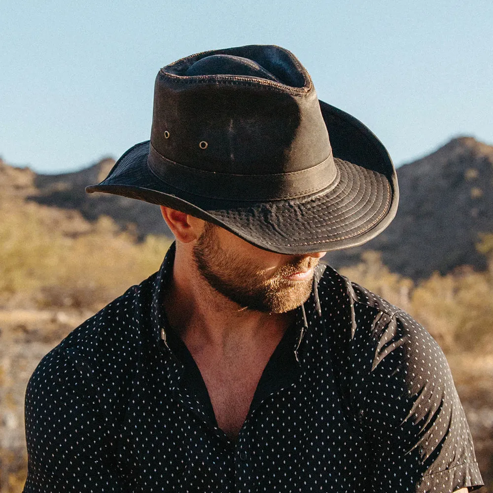 Dorfman Pacific Hats Weathered Cotton Outback Hat - Brown