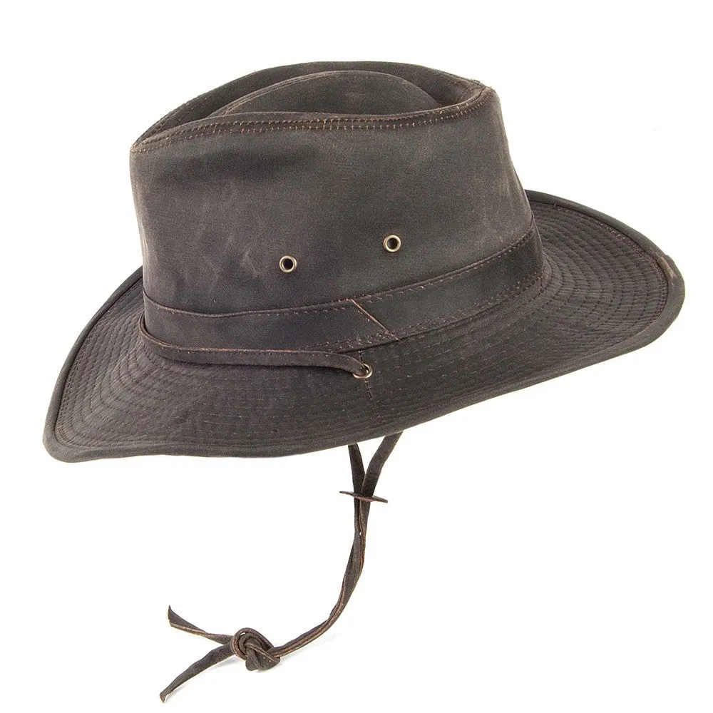 Dorfman Pacific Hats Weathered Cotton Outback Hat - Brown