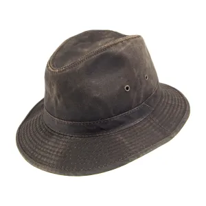 Dorfman Pacific Hats Weathered Cotton Safari Fedora - Brown