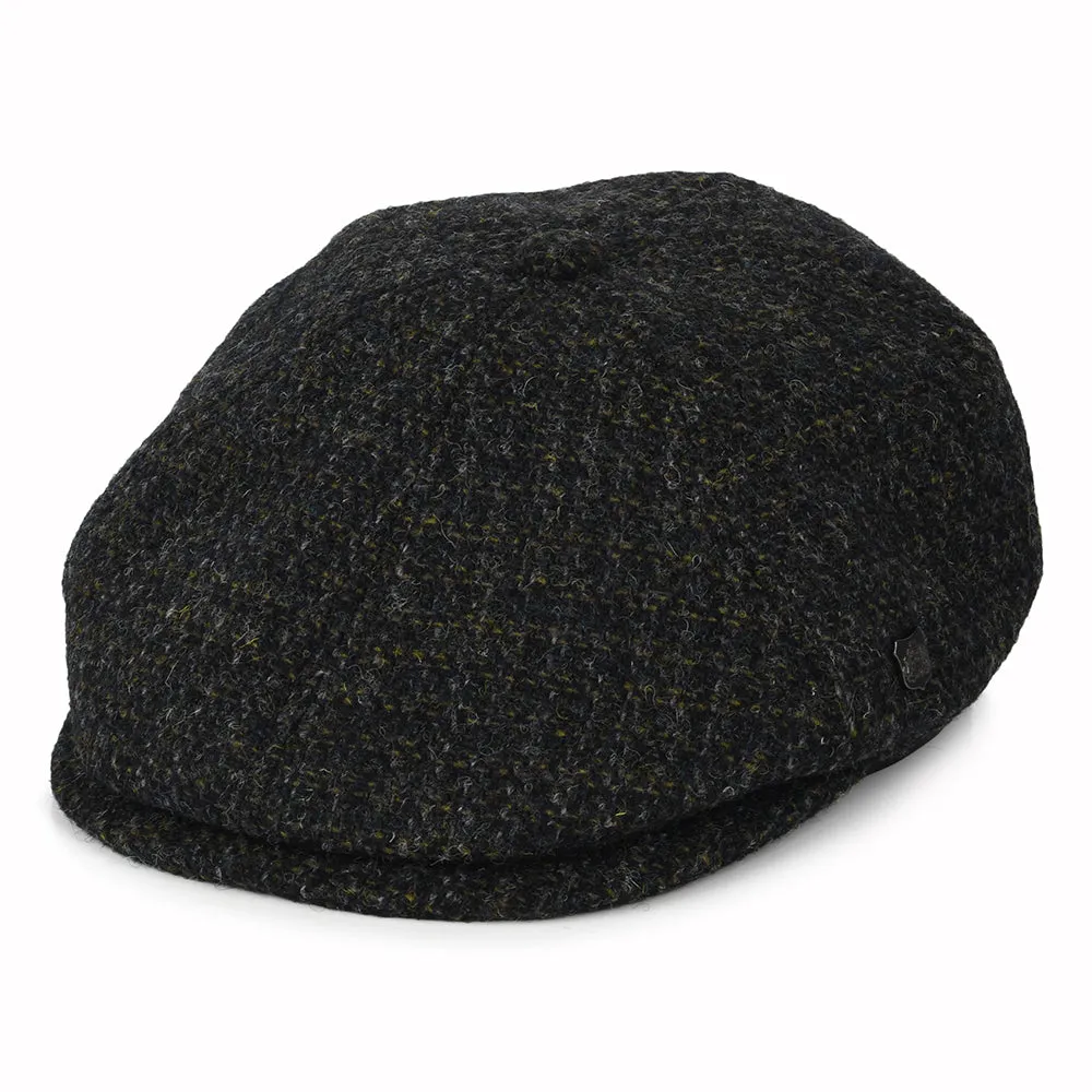 Failsworth Hats HARRIS TWEED Checked Hudson Newsboy Cap - Charcoal