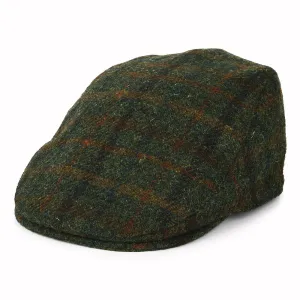 Failsworth Hats HARRIS TWEED Checked Oban Flat Cap with Earflaps - Olive-Rust